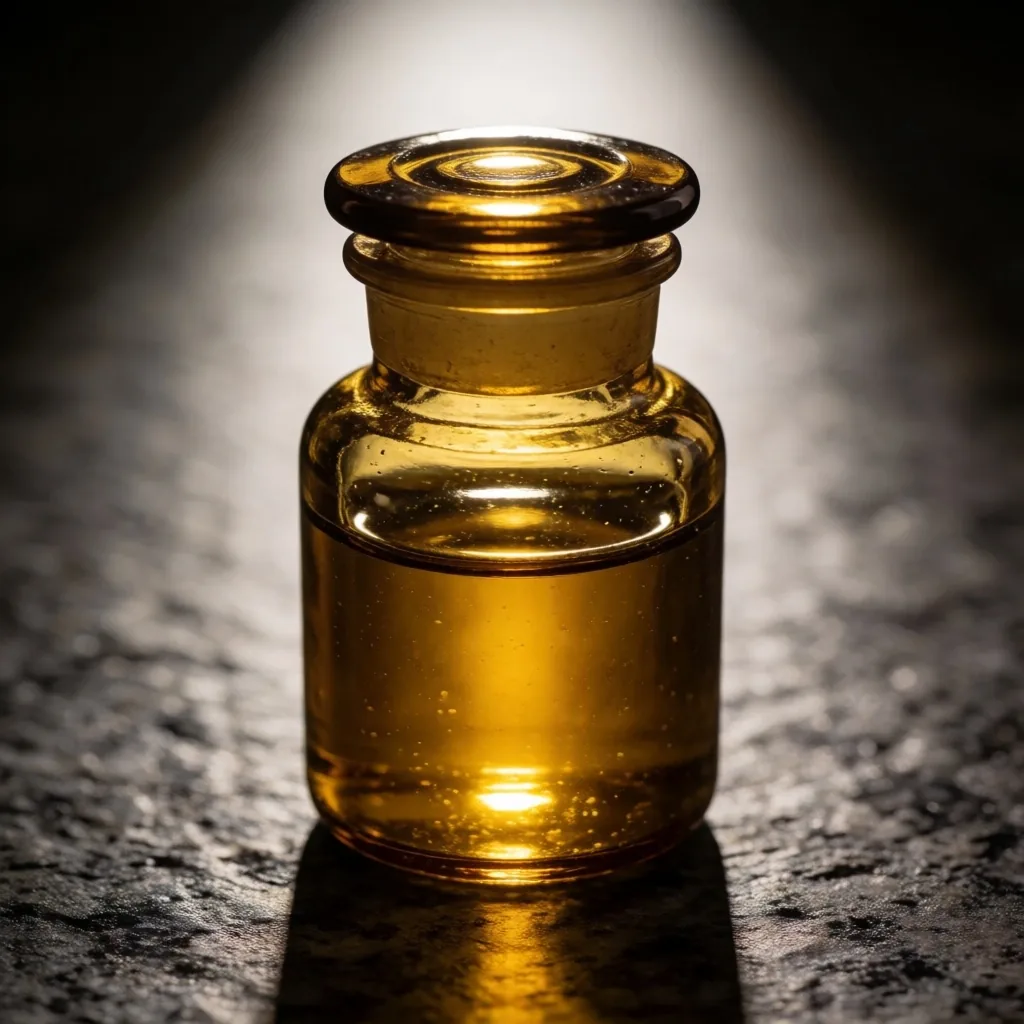 Amber glass jar with herbal extract